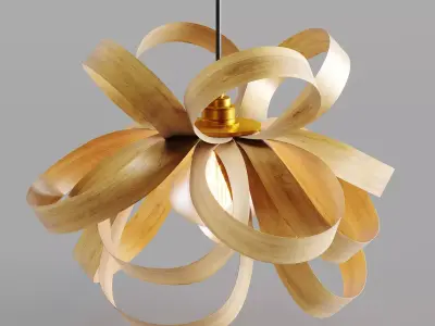 Skipper Oak Ceiling Mounted Pendant Light Fixture 3D model