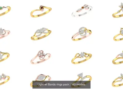 143 Light wt Bands rings pack