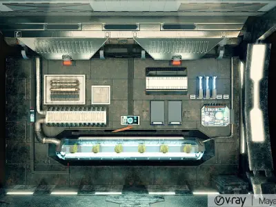 Sci Fi Corridor Lab Low-poly 3D model