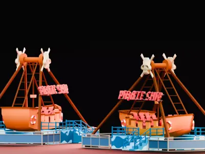 Amusement Park - Pirate Ship Low-poly 3D model