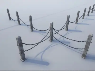 Modular Chained Poles Low-poly 3D model