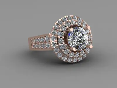 Rose Gold Women Diamond Ring 3D print model 3D print model 42