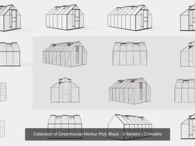 Collection of Greenhouse Merkur Poly Black - 3 Models 3D Model Pack