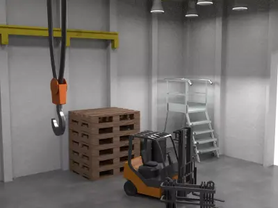 Hangar Warehouse 01 Low-poly 3D model