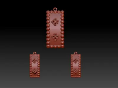 Pendant and earrings 3D print model