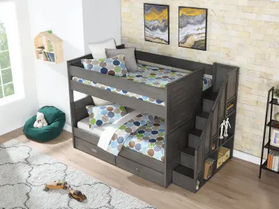 Highly Detailed Modern Comfortable Bunk Bed for Children Low-poly 3D model