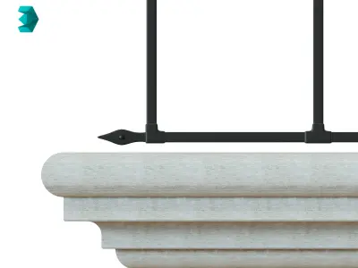 Fence wrought iron window frame 3D model