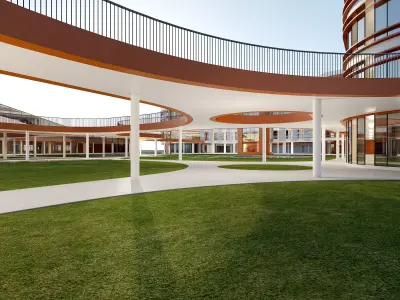 School teaching building Low-poly 3D model