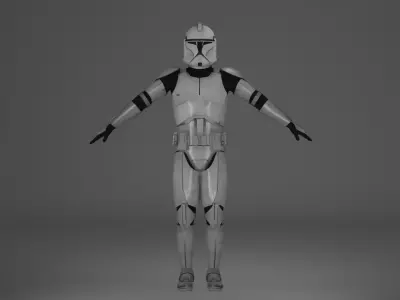Clone Trooper Phase I Rigged 3D Asset - Clone Wars - BF2 style 3D model