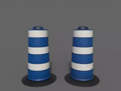 PBR Traffic Drum Barrel Blue Low-poly 3D model