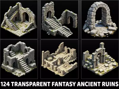 124 Transparent Fantasy Ancient Ruins Texture