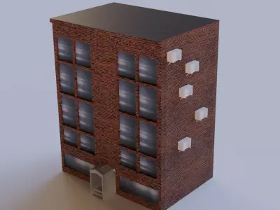 House brick building with windows 3D model