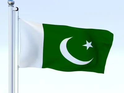 Animated Pakistan Flag Low-poly 3D model