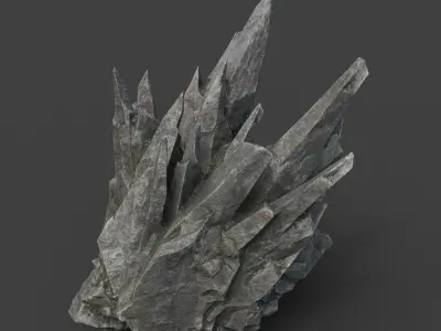 Spiky Black Rock 220626 - Ultra HD 16K Textures Low-poly 3D model