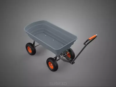 POLY DECK GARDEN UTILITY CART WAGON TRAILER TROLLEY FOUR 4 WHEEL 3D model