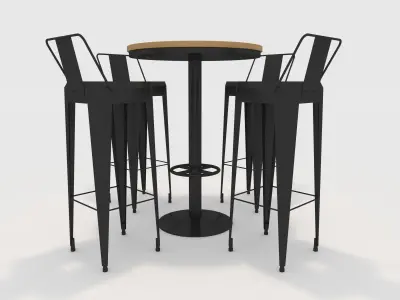 Bar Table And Chair 10 Low-poly 3D model