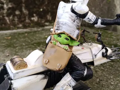 Mandalorian - Speeder bike with Yoda 3D print model