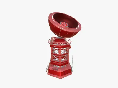 SciFi Antenna Tower A05 Red - Sci Fi Exterior Design Low-poly 3D model