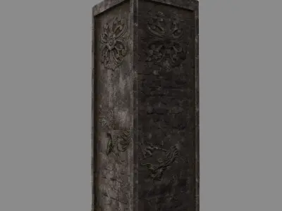 pillar 2 four pillars Low-poly 3D model