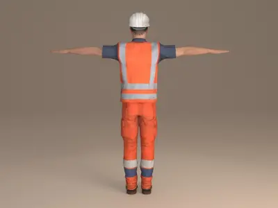 Worker Rigged Low-poly 3D model