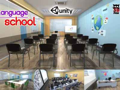 Language school Low-poly 3D model