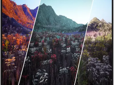 Mountains And Meadows  Outdoor Environment Low-poly 3D model