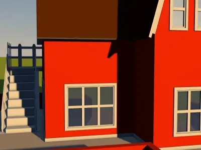 Cartoon house  Low-poly 3D model