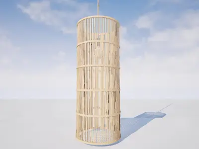 Rattan Hanging Lamp Set Tropical Ceiling Decor 3D model