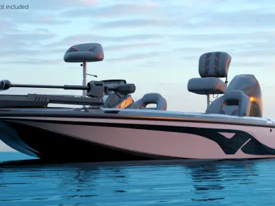  Open Deck Casting Boat White Floating Rigged for Maya 