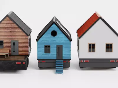 Tiny House Collection - 3 Cabins Low-poly 3D model