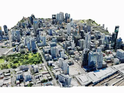Melbourne city close view  Low-poly 3D model