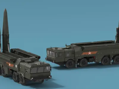  Tactical Missile System Iskander SS-26 Stone Rigged for Cinema 4D 