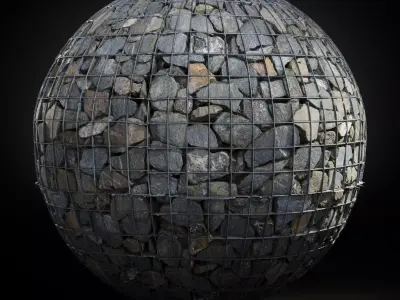 Seamless PBR Scanned Gabion Stone Wall 1x1m Texture Texture