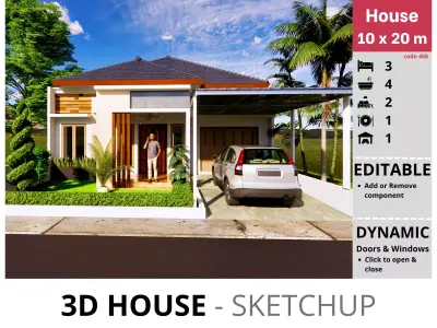 House 10x20m code 468- Sketchup 3D model 3D model 3D model