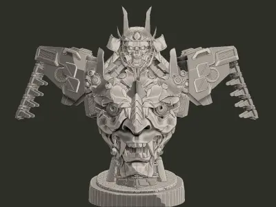 mecha robot samurai torso statue 3D print model