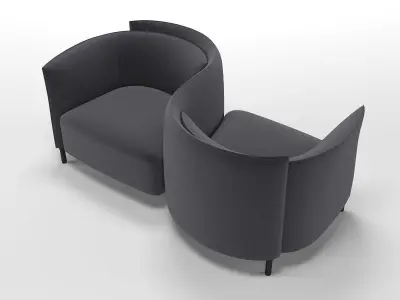 Hemicycle Conversation Chair 3D model