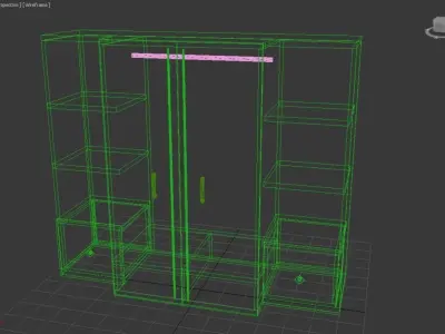 Cupboard wardrobe with doors and drawers 3D model