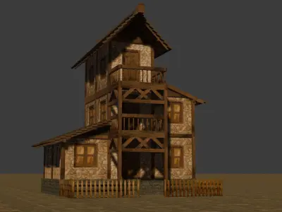 Stylized Low Poly Medieval House Assets for Fantasy Worlds Low-poly 3D model