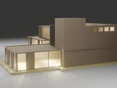 MODERN HOUSE Exterior with Posh Lighting 3D model Low-poly 3D model