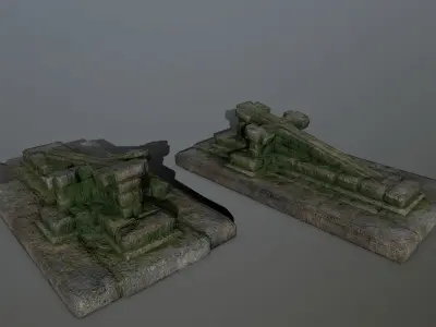 tombstone set two tombstones Low-poly 3D model