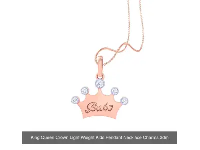 8 Crown Pendant Necklace Charms 3D Model Pack