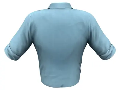 Men Rolled Up Sleeves Tucked In Formal Blue Shirt With Tie Low-poly 3D model