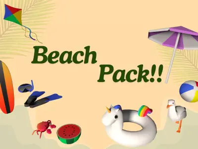 Beach Pack  Low-poly 3D model