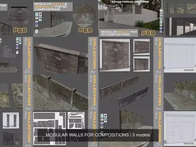 MODULAR WALLS FOR COMPOSITIONS 3D Model Pack