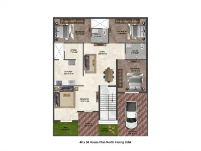 Realistic Photoshop Floor Plan Render 3D model