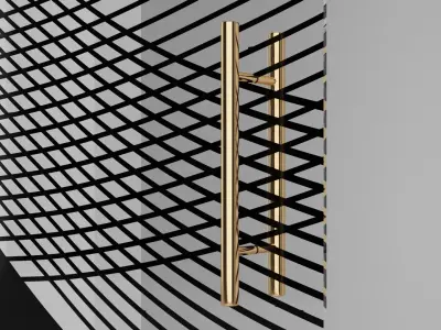 Glass Sliding Door Pulley Gold Low-poly 3D model