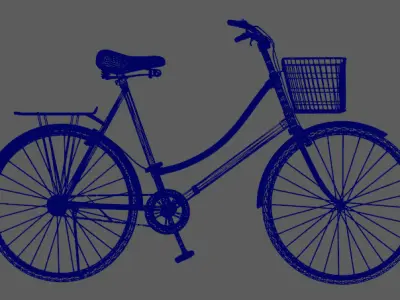 Stylish vintage bicycle Low-poly 3D model