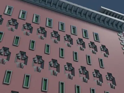 Reichsbahn Berlin Castle Plaster Red Low-poly 3D model