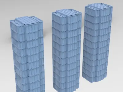Cyberpunk Tower Grid window Block 1 3D model