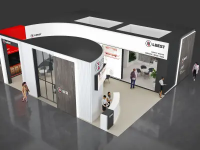  Booth Exhibition Stand Stall 1300cmx12m H 440cm 3 Open 3D model 3D model